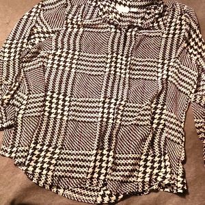 See through top with collar.  3x. Black white and pink. Like new